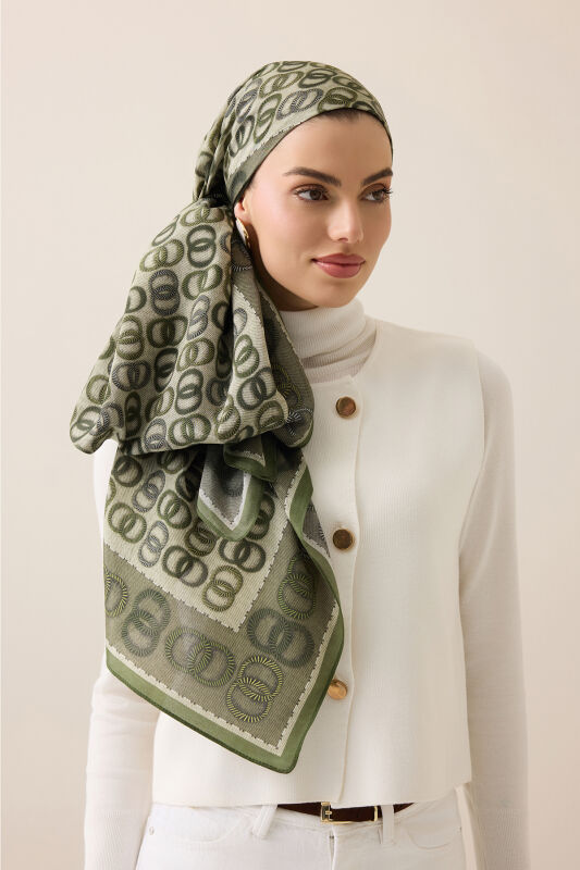 Twist Noor Khaki Cotton Floss Shawl - 1