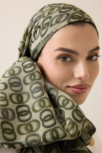 Twist Noor Khaki Cotton Floss Shawl - 3