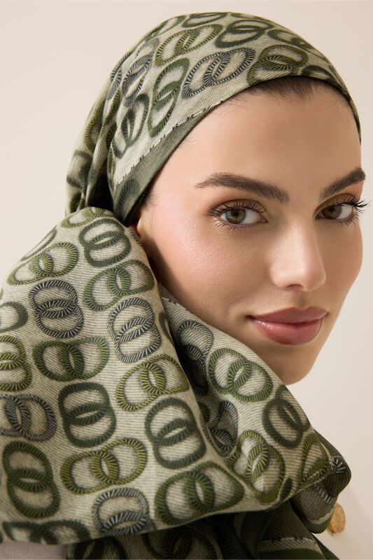 Twist Noor Khaki Cotton Floss Shawl - 3
