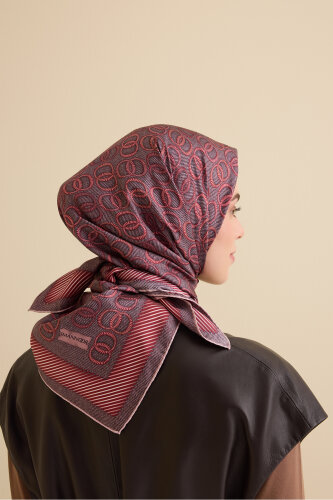 Twist Red Crepe Silk Scarf - Imannoor (1)