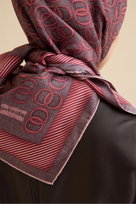 Twist Red Crepe Silk Scarf - 5