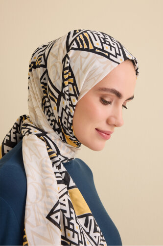 Uçurtma Krem Pamuk İpek Şal 70x209 - 5