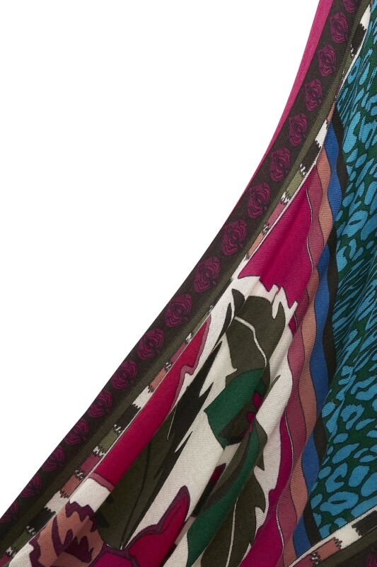 Urartu Çiçeği Kırmızı Yün Şal 70x210 - 5