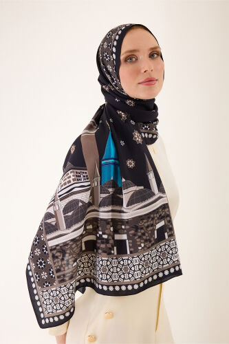 Vuslat Black Viscose Flush Shawl 