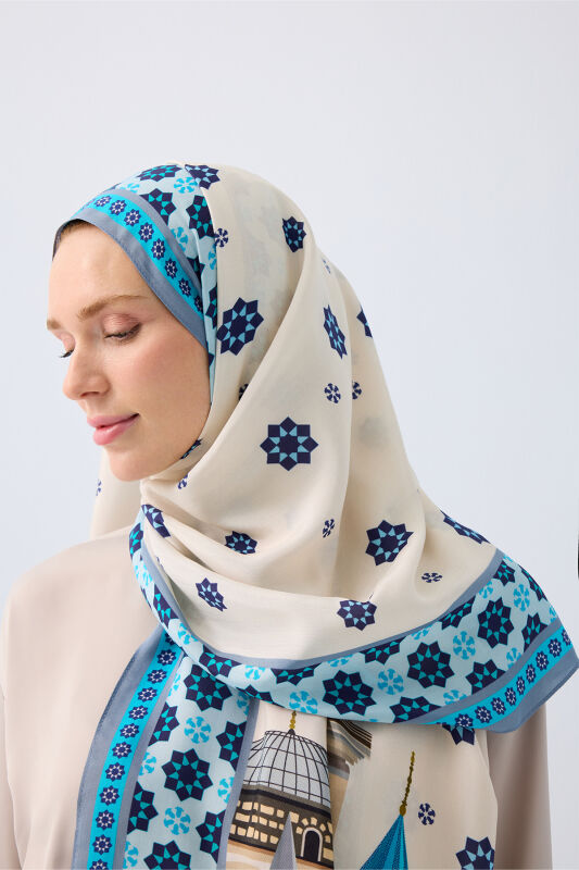 Vuslat Blue Flush Viscose Shawl - 7