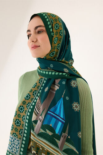 Vuslat Green Flush Viscose Shawl - 5