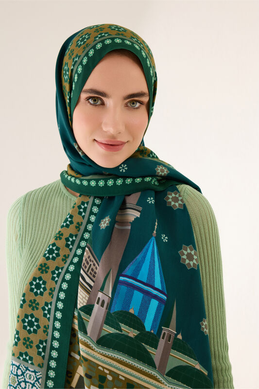 Vuslat Green Flush Viscose Shawl - 3