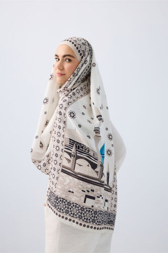 Vuslat White Flush Viscose Shawl 