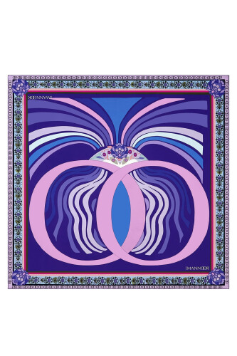 Water Fringe Silk Scarf Purple 
