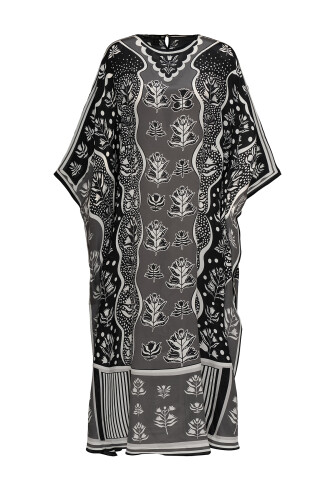 Waterfall Black Silk Kaftan 