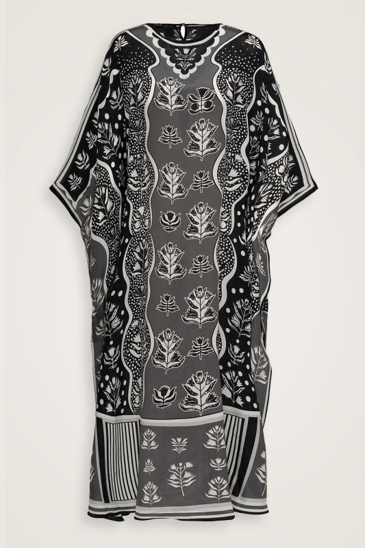 Waterfall Black Silk Kaftan - 2