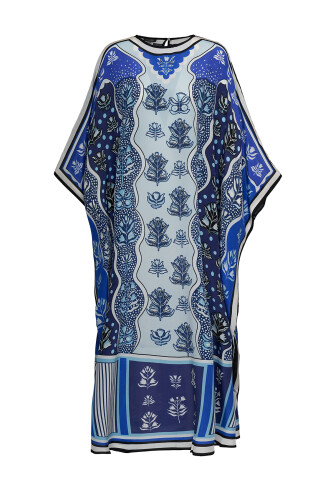 Waterfall Navy Blue Silk Kaftan 