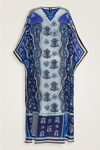 Waterfall Navy Blue Silk Kaftan - 2