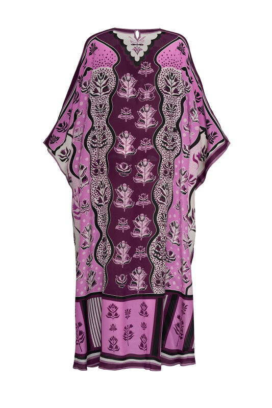 Waterfall Plum Silk Kaftan - 2