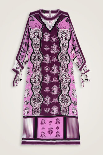 Waterfall Plum Twill Silk Dress 