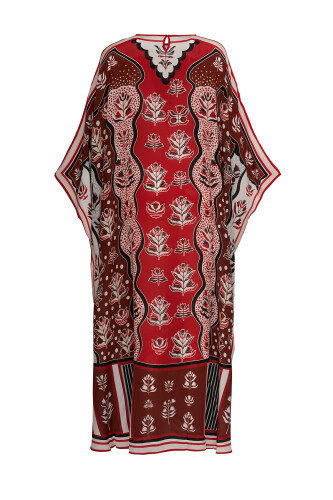 Waterfall Red Silk Kaftan - 2