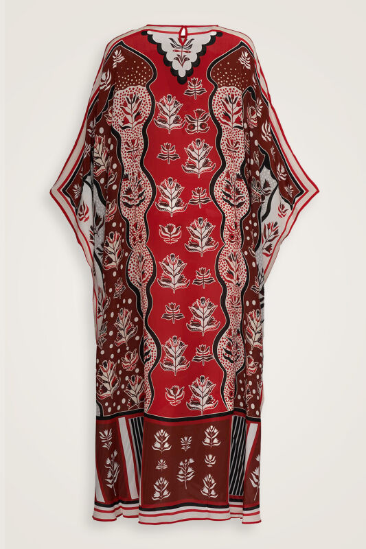 Waterfall Red Silk Kaftan - 2