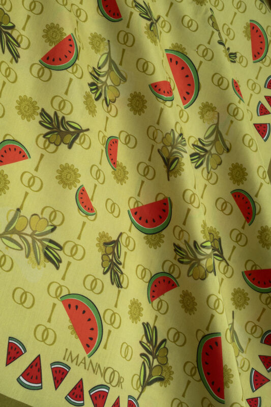 Watermelon Green Floss Viscose Shawl - 2