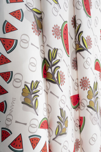 Watermelon Pattern White Silk Twill Scarf - 2