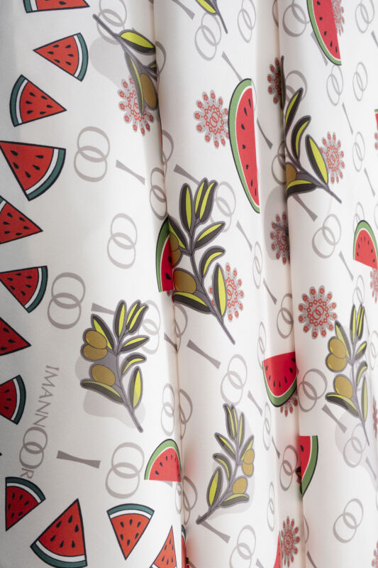 Watermelon Pattern White Silk Twill Scarf - 2