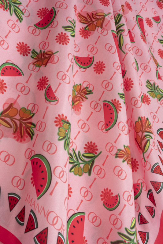 Watermelon Pink Floss Viscose Shawl - 2