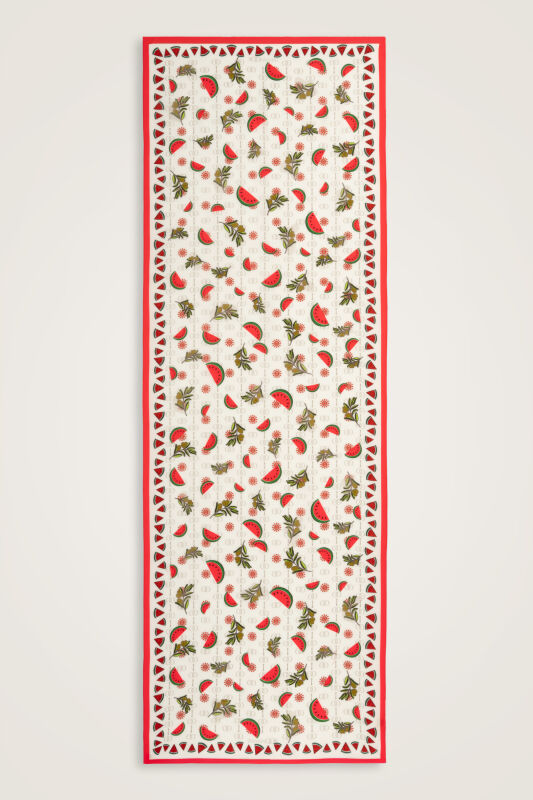 Watermelon White Floss Viscose Shawl - 1