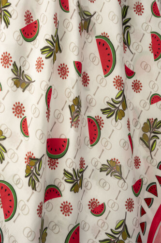 Watermelon White Floss Viscose Shawl - 2