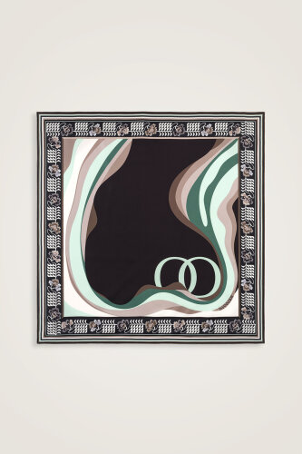 Waves Black Twill Silk Scarf - 2