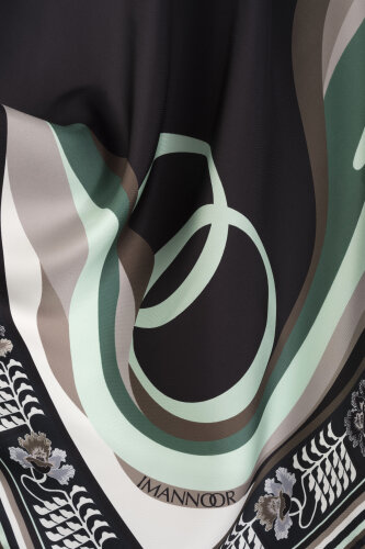 Waves Black Twill Silk Scarf - 4