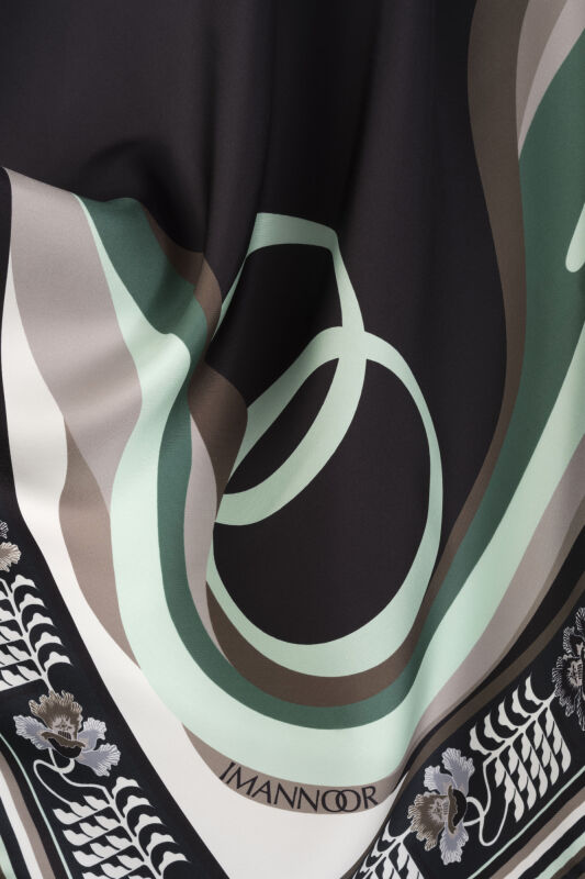 Waves Black Twill Silk Scarf - 4