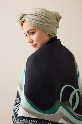 Waves Black Twill Silk Scarf 