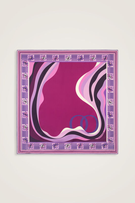 Waves Fuchsia Silk Twill Scarf - 2