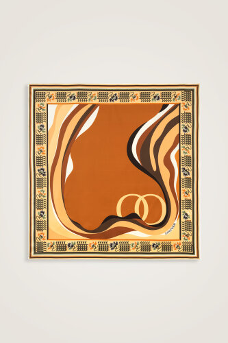 Waves Tan Twill Silk Scarf - 2