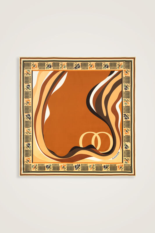 Waves Tan Twill Silk Scarf - 2