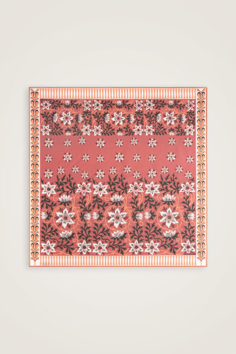 Western Flower Rosewood Twill Silk Scarf - 2