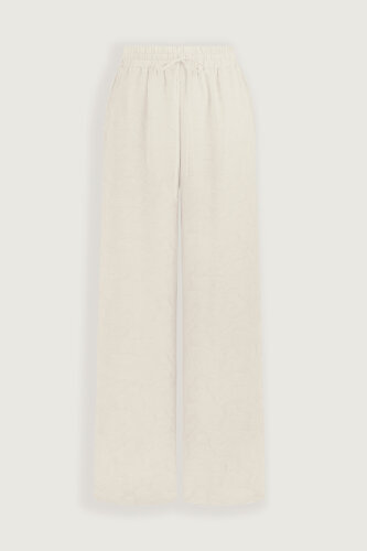 White Linen Jacquard Trousers - 2