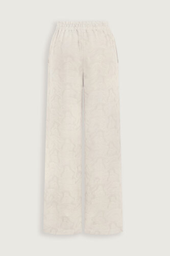 White Linen Jacquard Trousers - 4