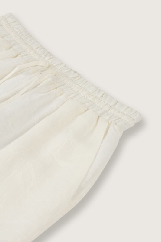 White Linen Jacquard Trousers - 6