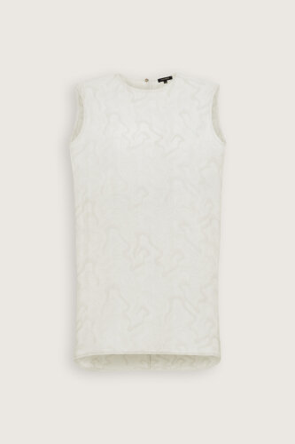 White Linen Jacquard Undershirt - 2