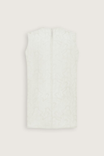White Linen Jacquard Undershirt - 3