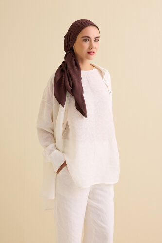 White Linen Jacquard Undershirt - 1