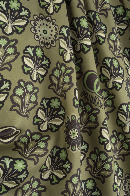 Wildflower Khaki Cotton Silk Scarf - 5