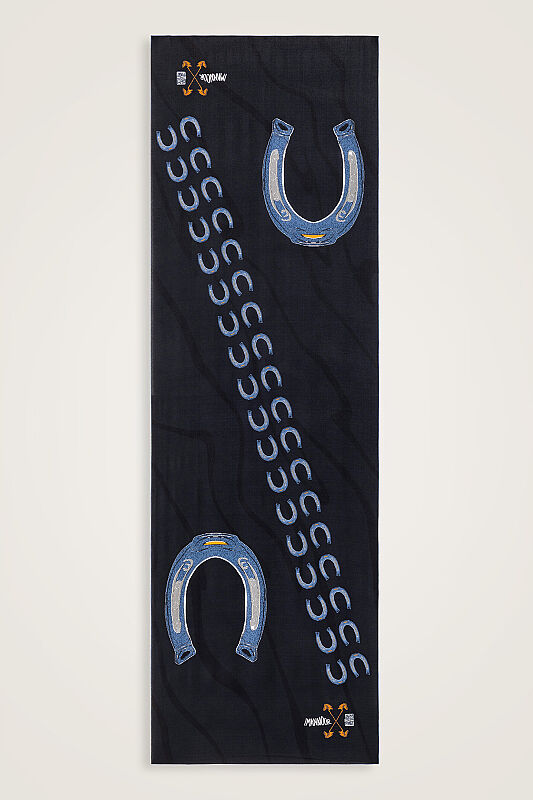 Wind Trace Black Crepe Silk Scarf - 1