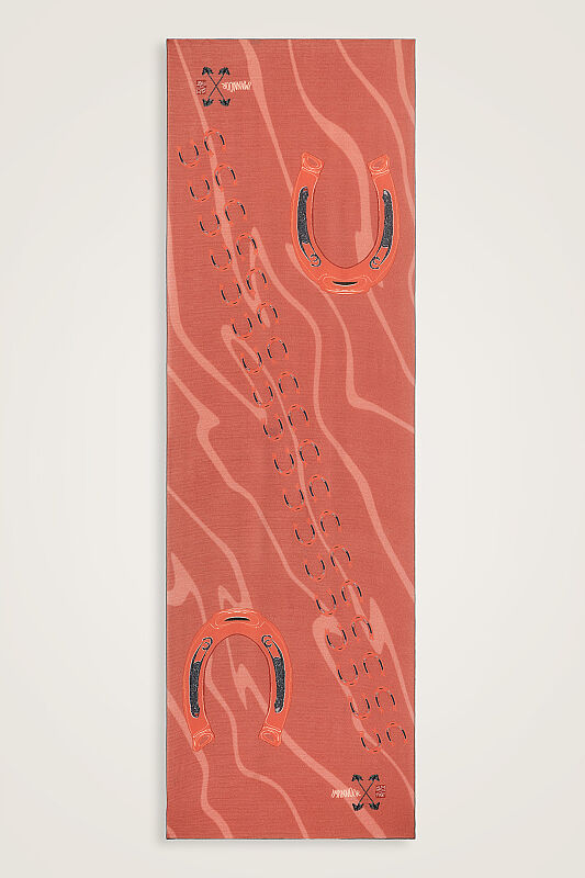 Wind Trace Salmon Crepe Silk Scarf - 1