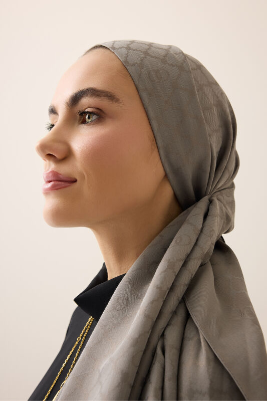 Window Lattice Anthracite Ramy Jacquard Shawl - 3