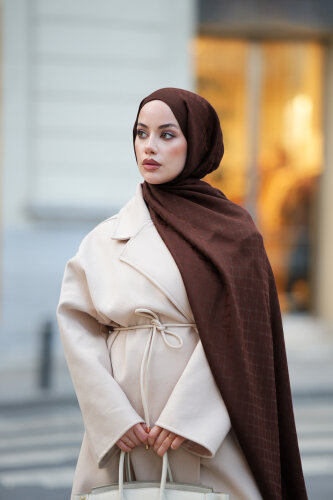 Window Lattice Brown Ramy Jacquard Shawl 