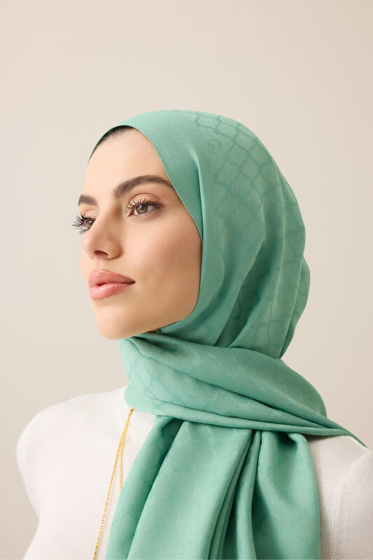 Window Lattice Mint Green Ramy Jacquard Shawl - 1