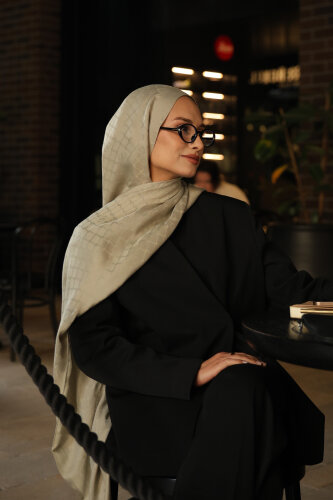 Window Lattice Mustard Ramy Jacquard Shawl - Imannoor