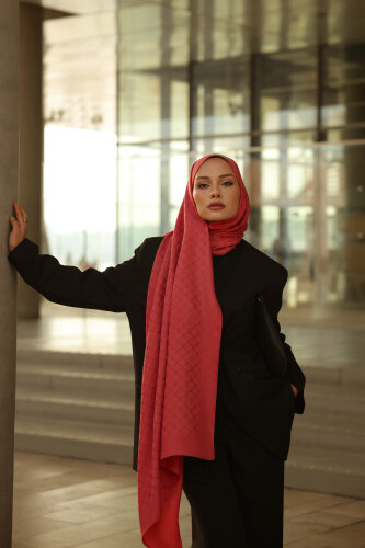 Window Lattice Pomegranate Flower Ramy Jacquard Shawl - Imannoor