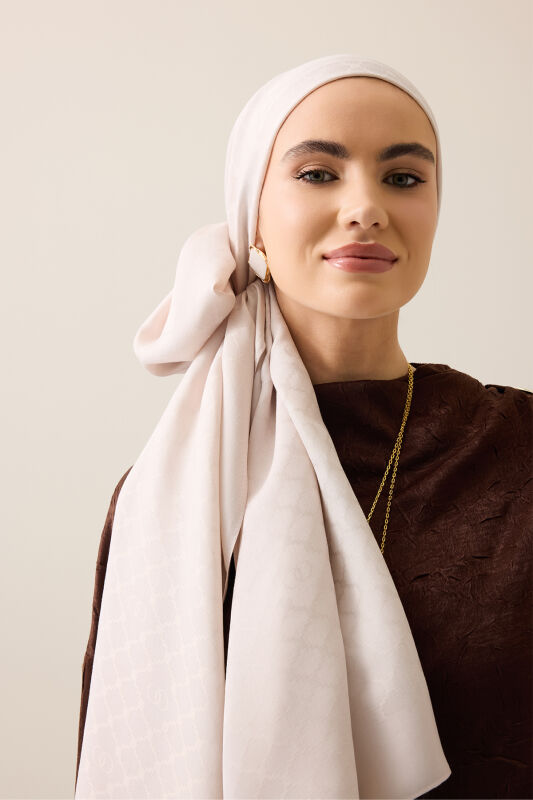 Window Lattice Powder Ramy Jacquard Shawl - 5